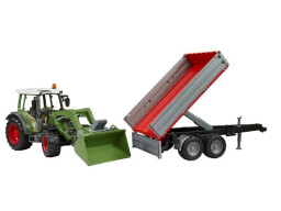 Bruder Traktor Fendt Vario 211 s čelním nakladačem a sklápěcím přívěsem 1:16